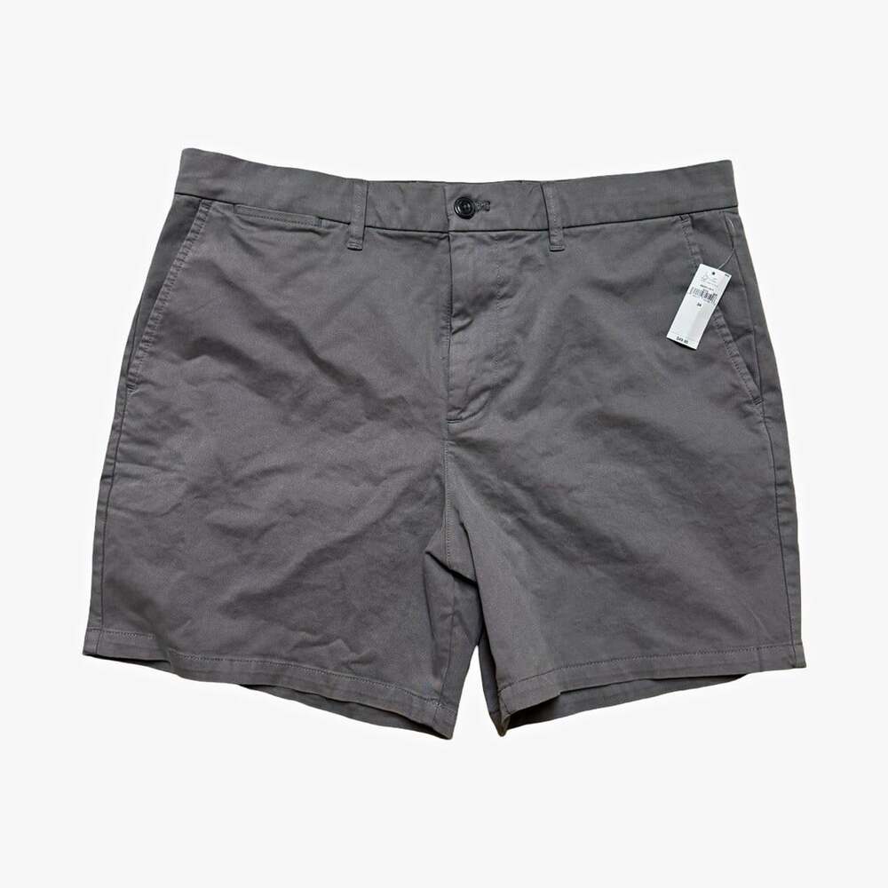 GAP Chino Shorts Gray Cotton Stretch Twill Men’s Regular 6” Inseam Flat Front